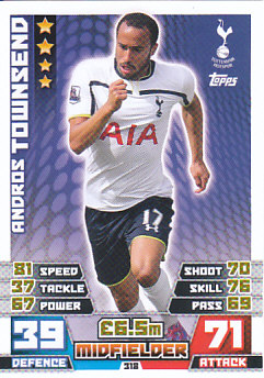 Andros Townsend Tottenham Hotspur 2014/15 Topps Match Attax #318